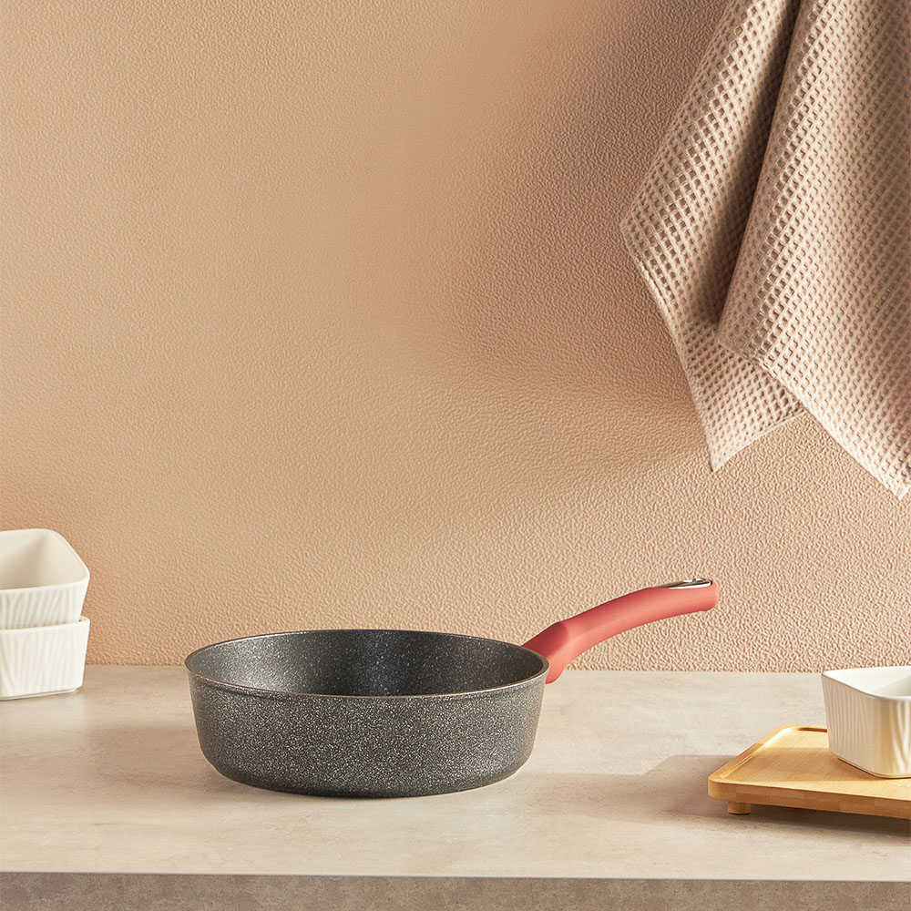 SATOSHI Лувьер Сковорода литая глубокая d24см, антипригарное покрытие мрамор, индукция, арт.№ 846-651