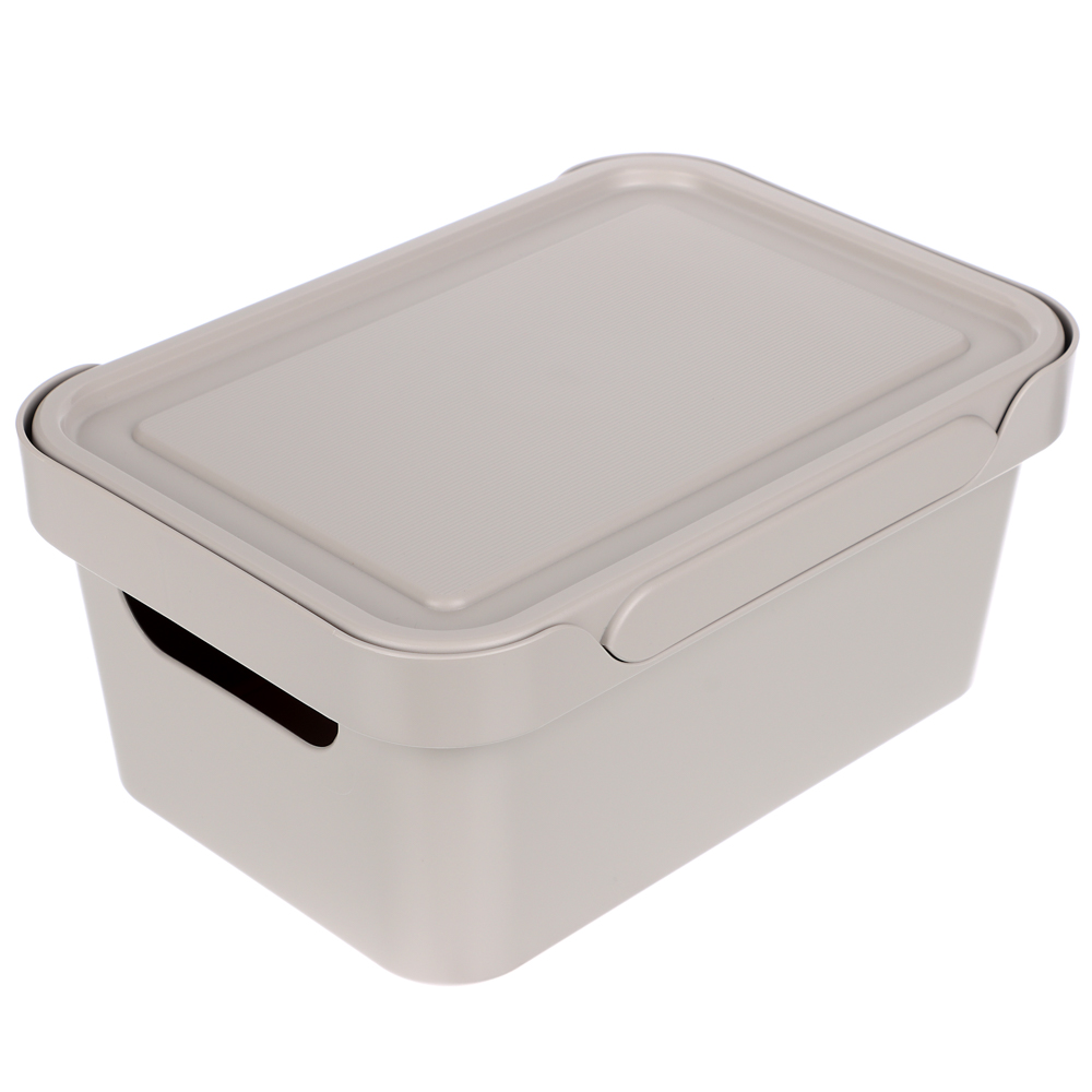 Ящик с крышкой универсальный Luxe, 270х190х120мм, 4,6л, светло-бежевый, арт.№ 457-823