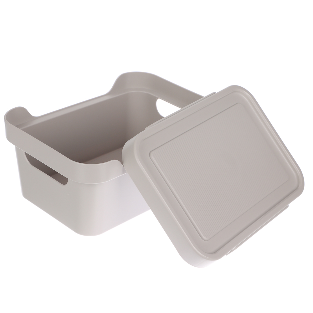 Ящик с крышкой универсальный Luxe, 270х190х120мм, 4,6л, светло-бежевый, арт.№ 457-823