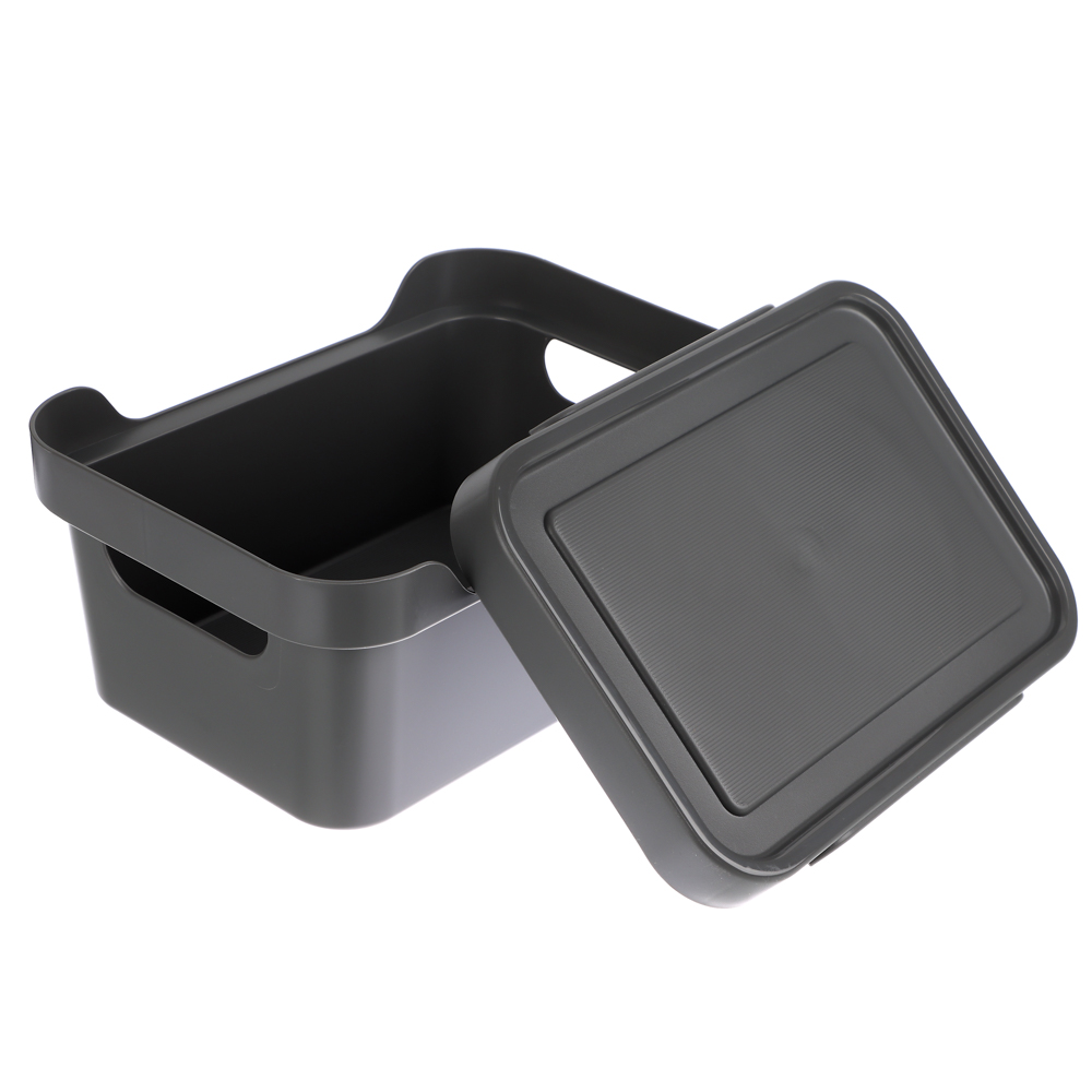 Ящик с крышкой универсальный Luxe, 270х190х120мм, 4,6л, серый, арт.№ 457-824