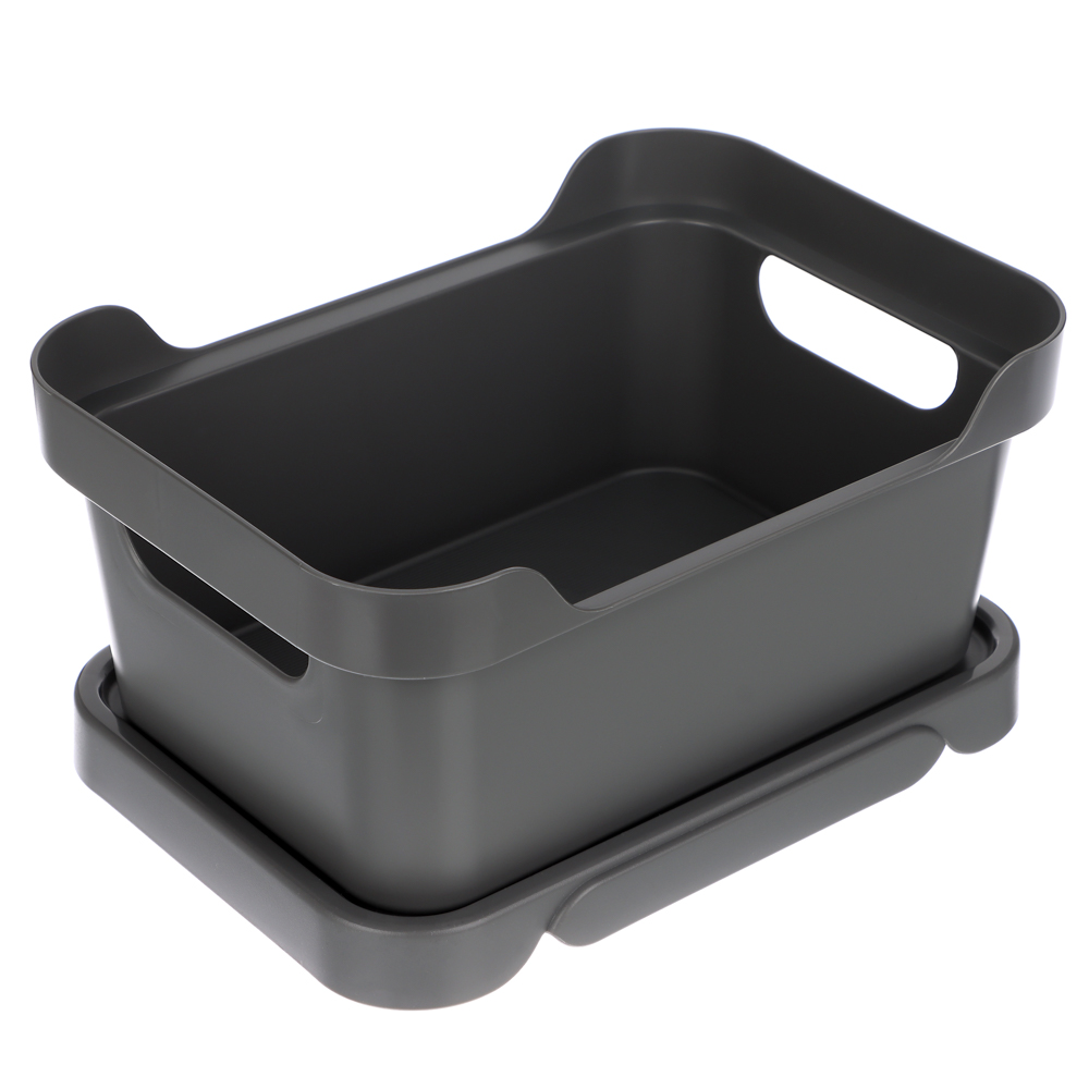 Ящик с крышкой универсальный Luxe, 270х190х120мм, 4,6л, серый, арт.№ 457-824