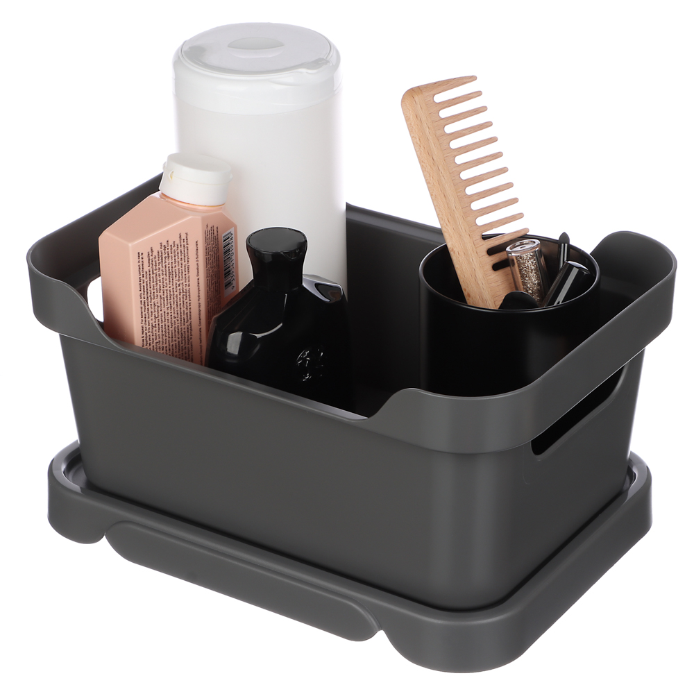 Ящик с крышкой универсальный Luxe, 270х190х120мм, 4,6л, серый, арт.№ 457-824