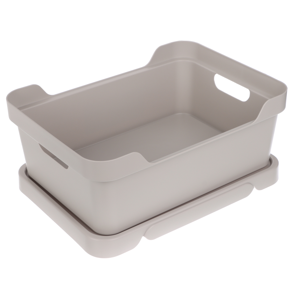 Ящик с крышкой универсальный Luxe, 380х276х140мм, 12л, светло-бежевый, арт.№ 457-825