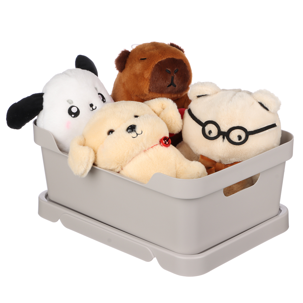 Ящик с крышкой универсальный Luxe, 380х276х140мм, 12л, светло-бежевый, арт.№ 457-825