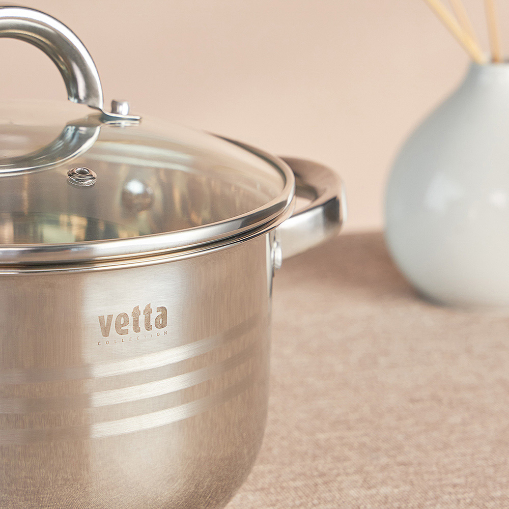 VETTA Фултон Кастрюля 24х14см, 5,4л, со стекл. крышкой, индукция, арт.№ 822-115