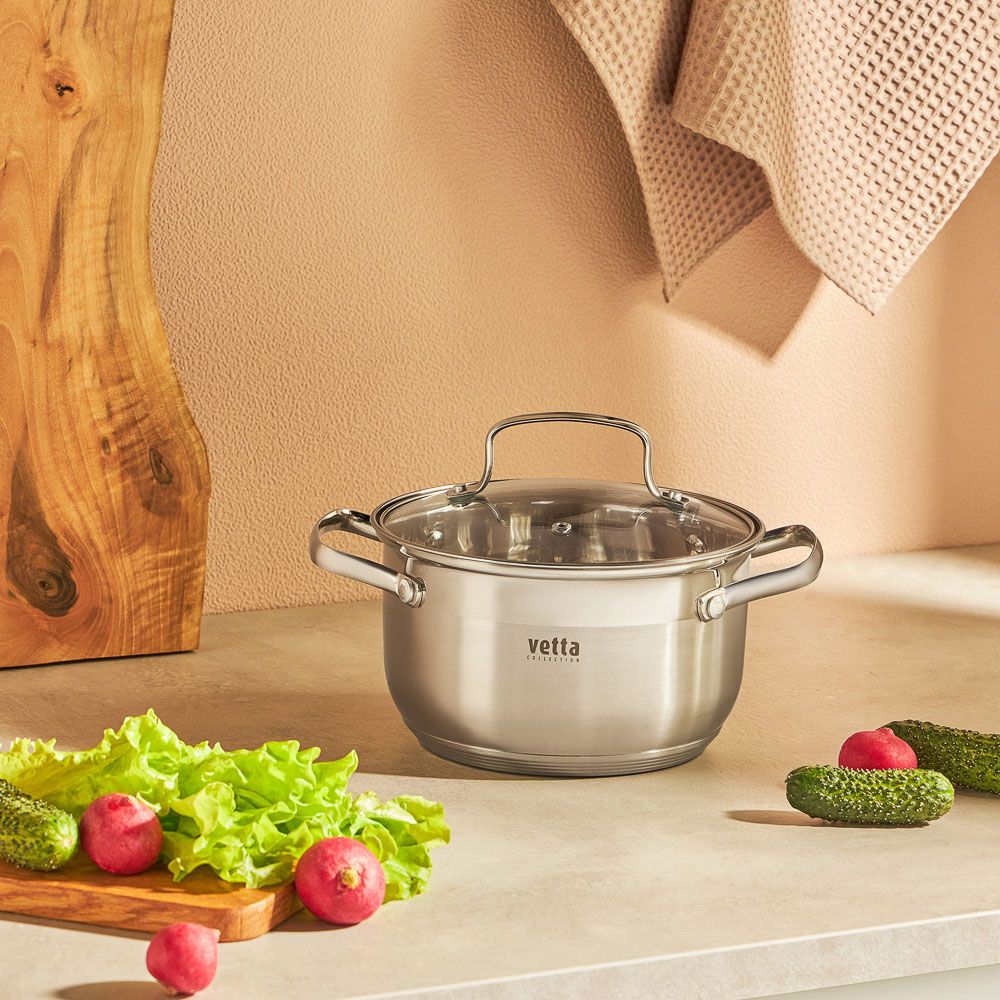 VETTA Берн Набор кастрюль 6 пр (1,9л+2,6л+3,5л) со стекл. крышкой, индукция, арт.№ 822-125