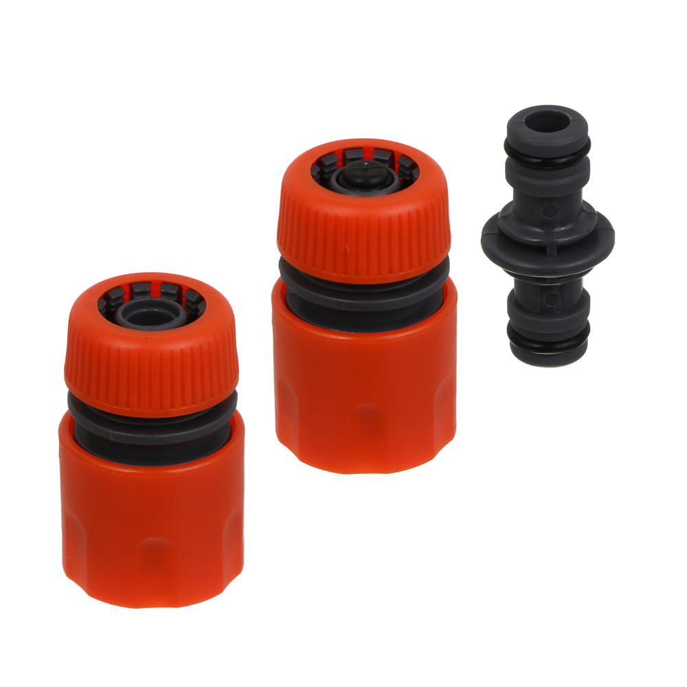 INBLOOM Набор для полива d1/2" (коннектор-1шт., коннектор с аквастопом-1шт., двойник-1шт.), ПП, арт.№ 160-017
