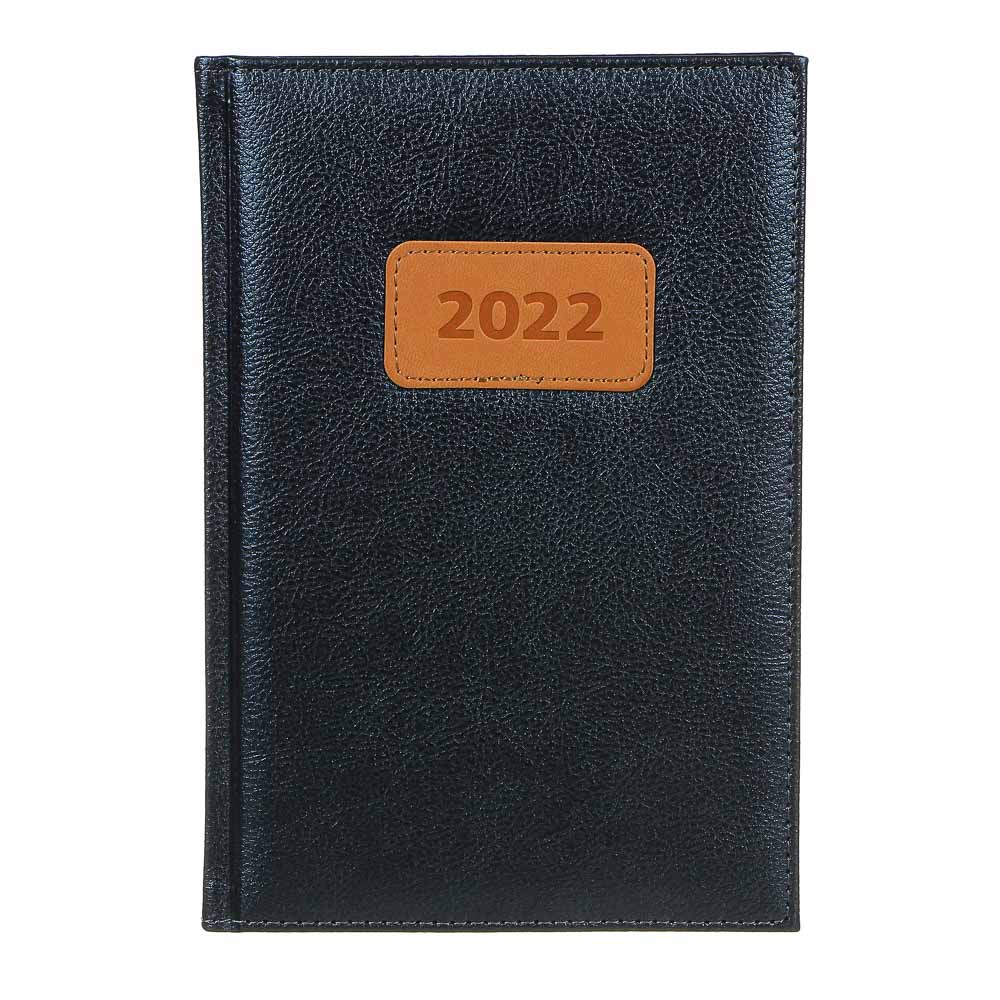 Ежедневник на 2022 "Софт" А5,352стр, твердая обл.с поролоном, аппликация, ПУ, т.-серый металлик, арт.№ 572-073