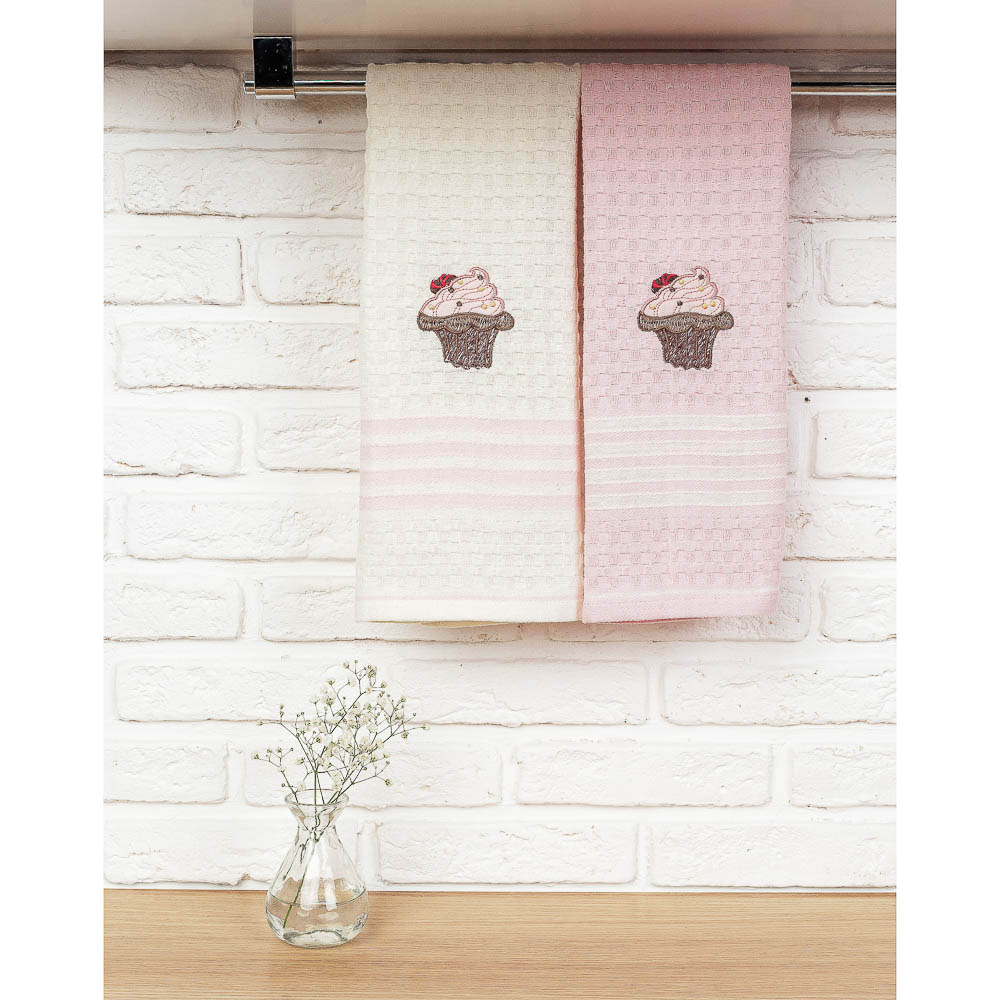 PROVANCE Полотенце вафельное с вышивкой, "Праздник", 100% хлопок, 40х60см, арт.№ 488-014