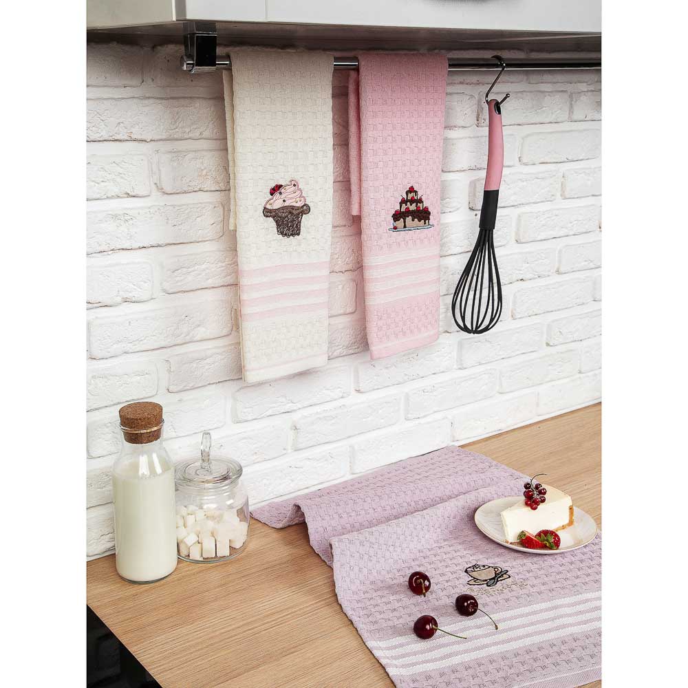 PROVANCE Полотенце вафельное с вышивкой, "Праздник", 100% хлопок, 40х60см, арт.№ 488-014