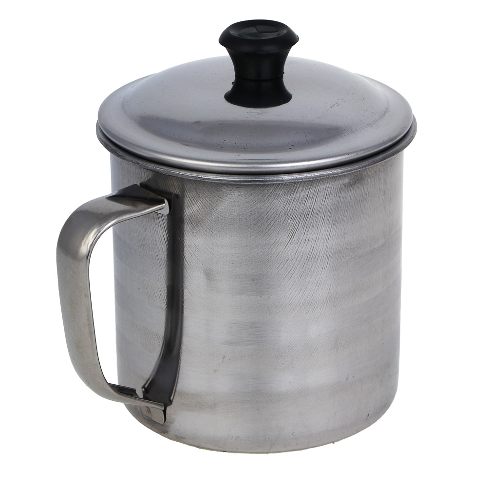 Кружка туристическая с крышкой тм РУССО ТУРИСТО, 0,22л., 8,2х7,3 см, 410-я нерж.сталь, арт.№ 123-064