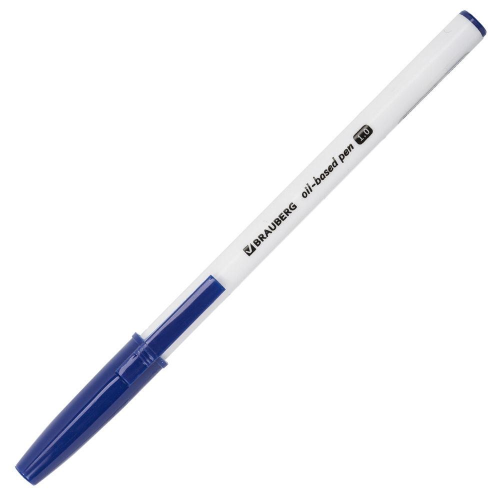 Ручка шариковая масляная BRAUBERG Stick Medium, СИНЯЯ, узел 1 мм, линия 0,5 мм, 143419, арт.№ 627-113