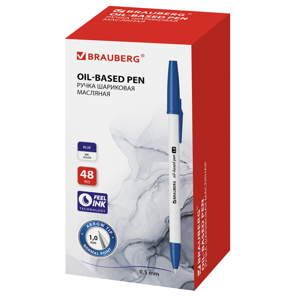 Ручка шариковая масляная BRAUBERG Stick Medium, СИНЯЯ, узел 1 мм, линия 0,5 мм, 143419, арт.№ 627-113