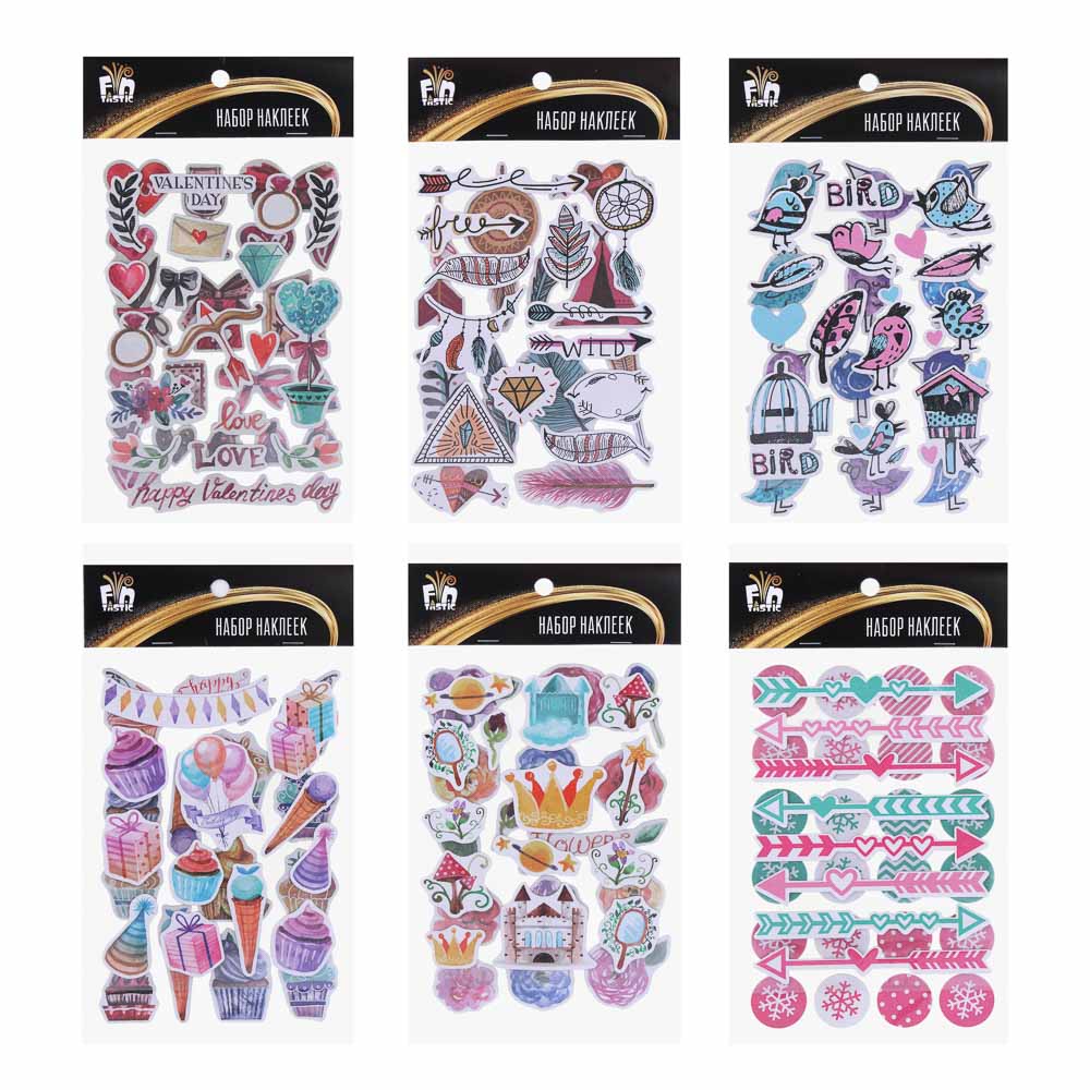Fntastic Набор наклеек декоративных, 22x12,5 см, бумага, 6 дизайнов, арт.№ 503-014