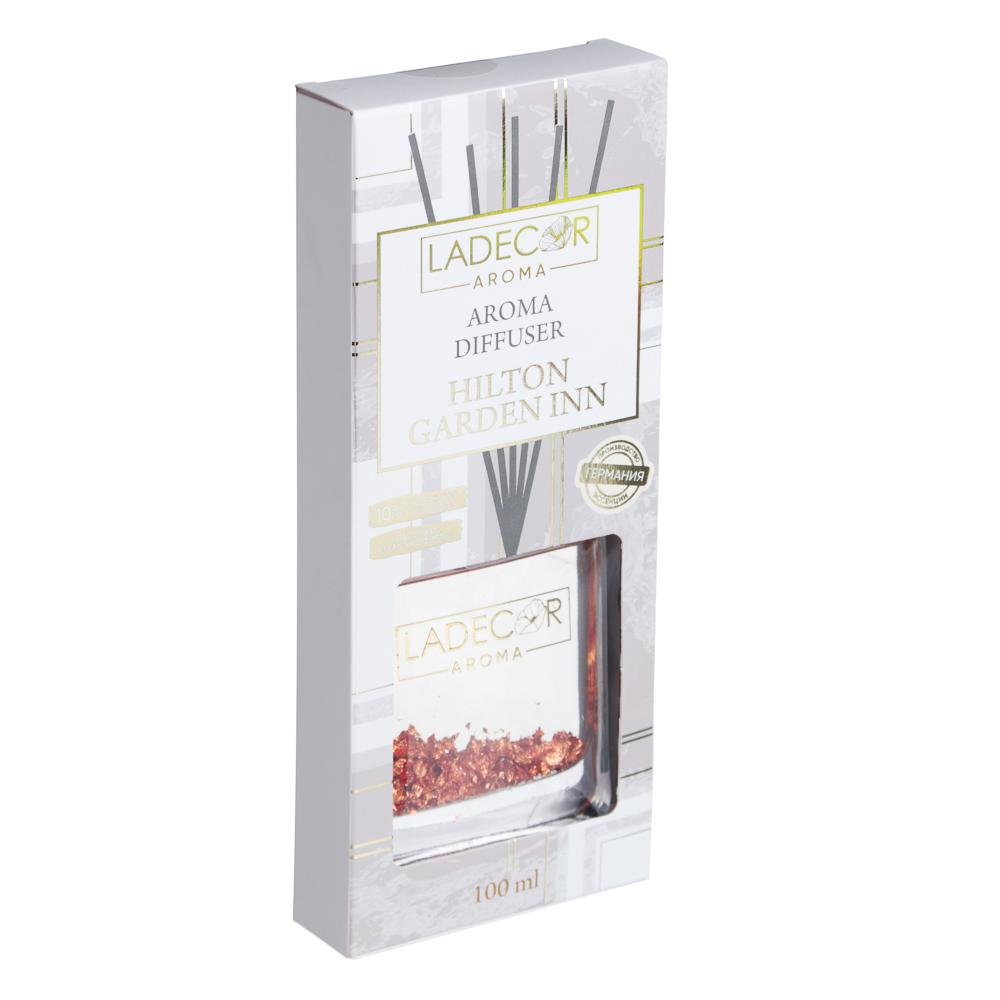 LADECOR Аромадиффузор с палочками, с блестками, 100 мл, 3 аромата, арт.№ 412-076