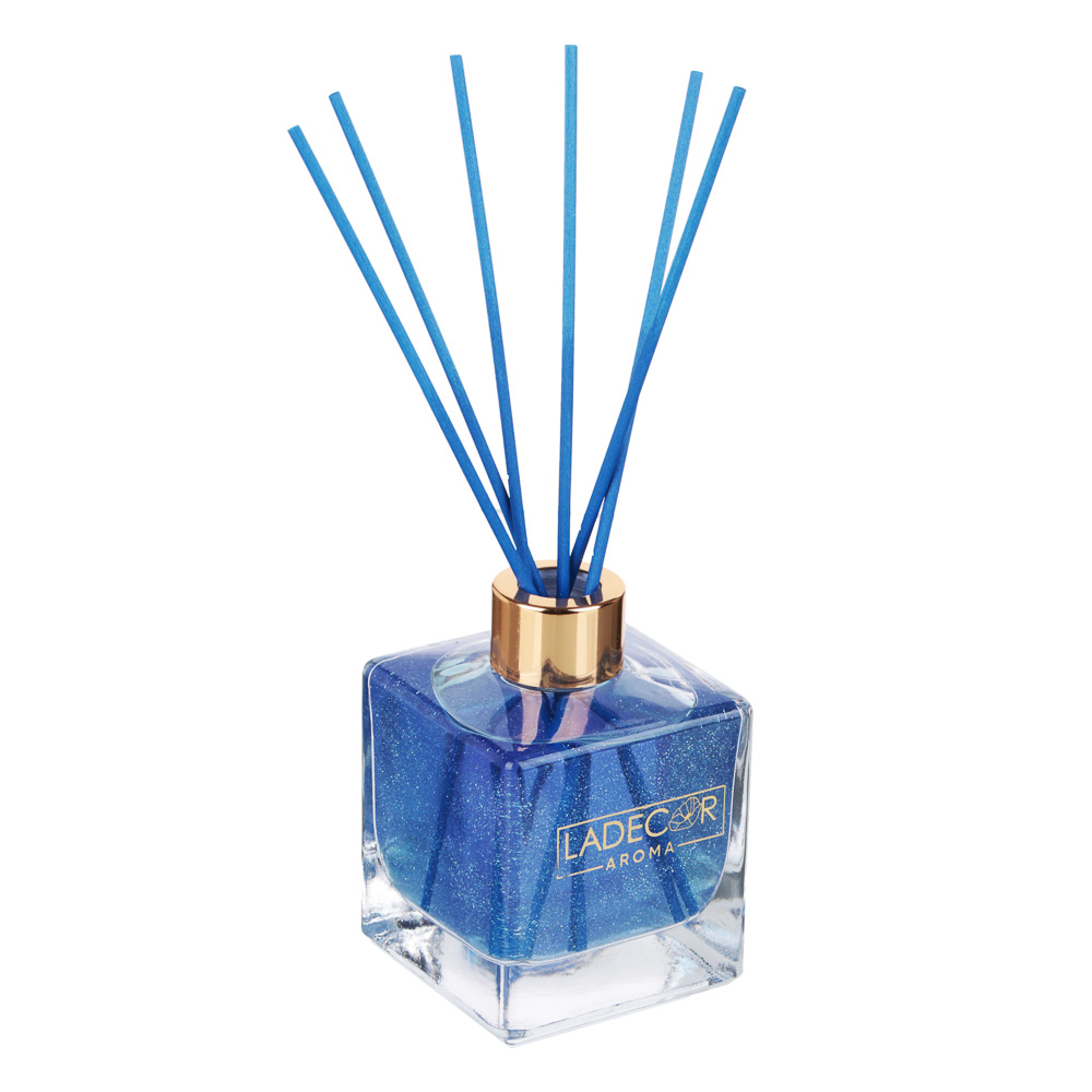 LADECOR Аромадиффузор с палочками, с блестками, 200 мл, 4 аромата, арт.№ 412-074