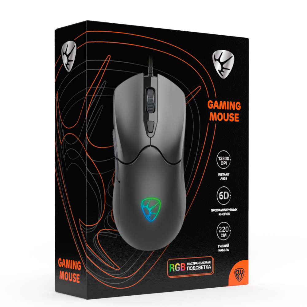 BY Игровая мышь проводная Grenade 12800dpi,6D,A825,RGB,220см, арт.№ 405-054