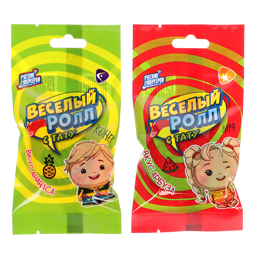 BY Русские Супергерои Жевательная резинка в рулоне с тату 12 гр., арт.№ 347-207