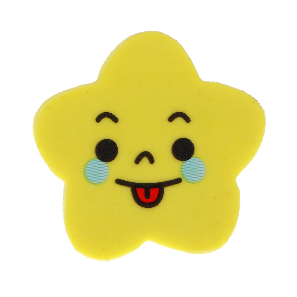 Ластик в форме звезды со смайлом, 6х6 см, 11 дизайнов, ТПР, арт.№ 576-055