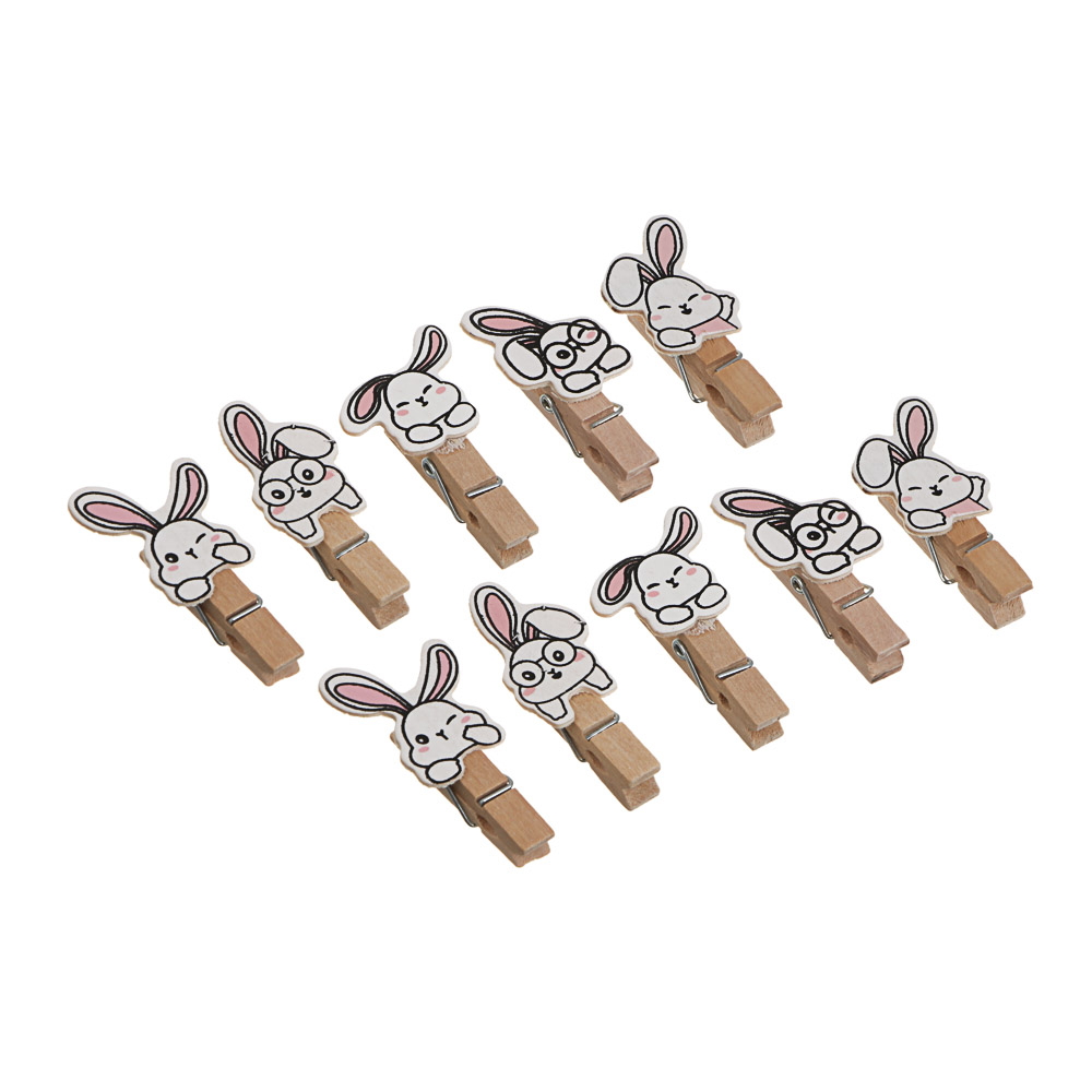 Набор прищепок тм LADECOR, дерево, металл, 14,5х12 см, 10 шт, 2 вида, арт.№ 535-221