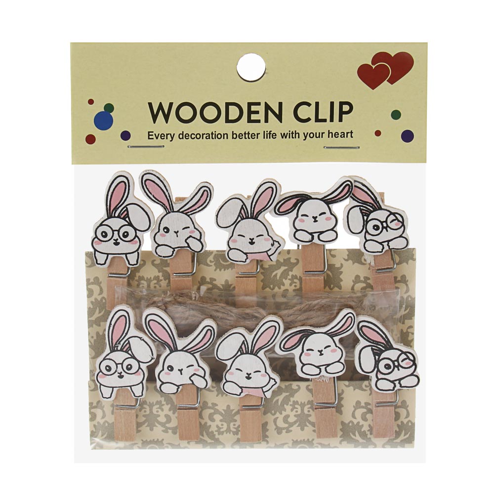 Набор прищепок тм LADECOR, дерево, металл, 14,5х12 см, 10 шт, 2 вида, арт.№ 535-221