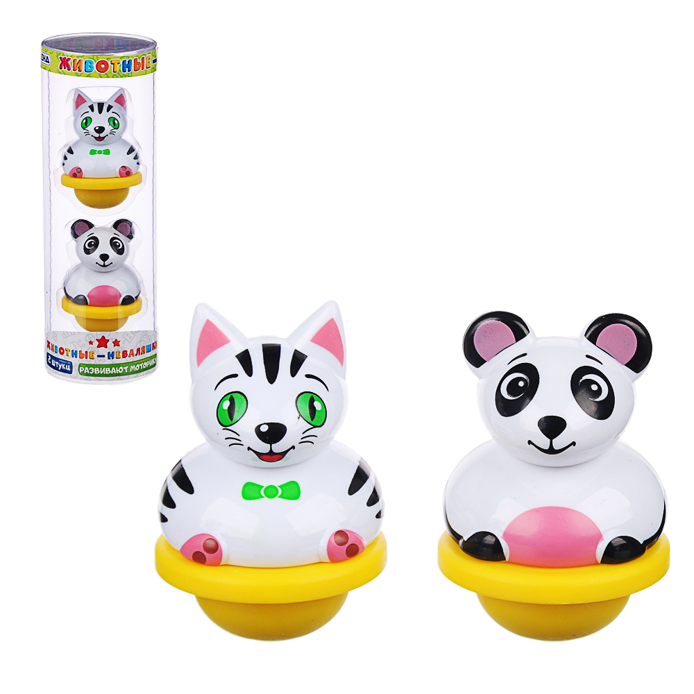 ИГРОЛЕНД Набор животных неваляшек 2шт, ABS, 6,5х19х6,5см, 3 дизайна, арт.№ 889-071