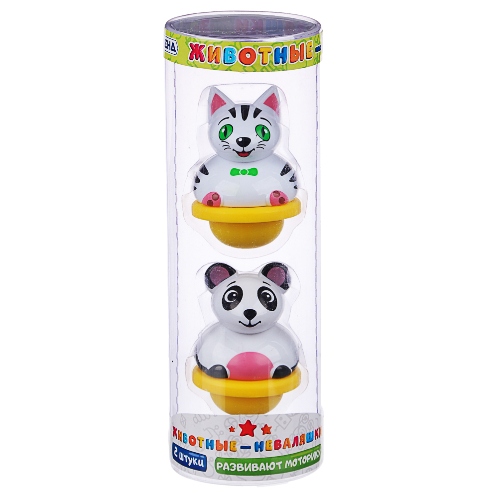 ИГРОЛЕНД Набор животных неваляшек 2шт, ABS, 6,5х19х6,5см, 3 дизайна, арт.№ 889-071