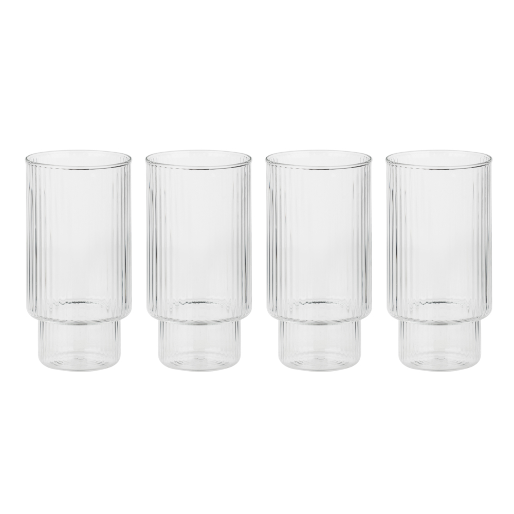 MILLIMI Набор стаканов Астра 400 мл, 4 шт, стекло, рифленый, арт.№ 878-617