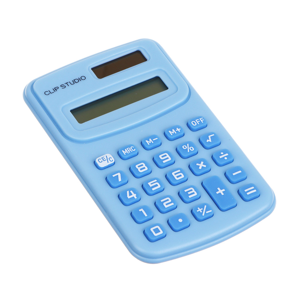 Калькулятор 8-разрядный карманный 10х6,2х0,9 см ClipStudio, пластик, ПВХ коробка, 4 цвета, арт.№ 580-205