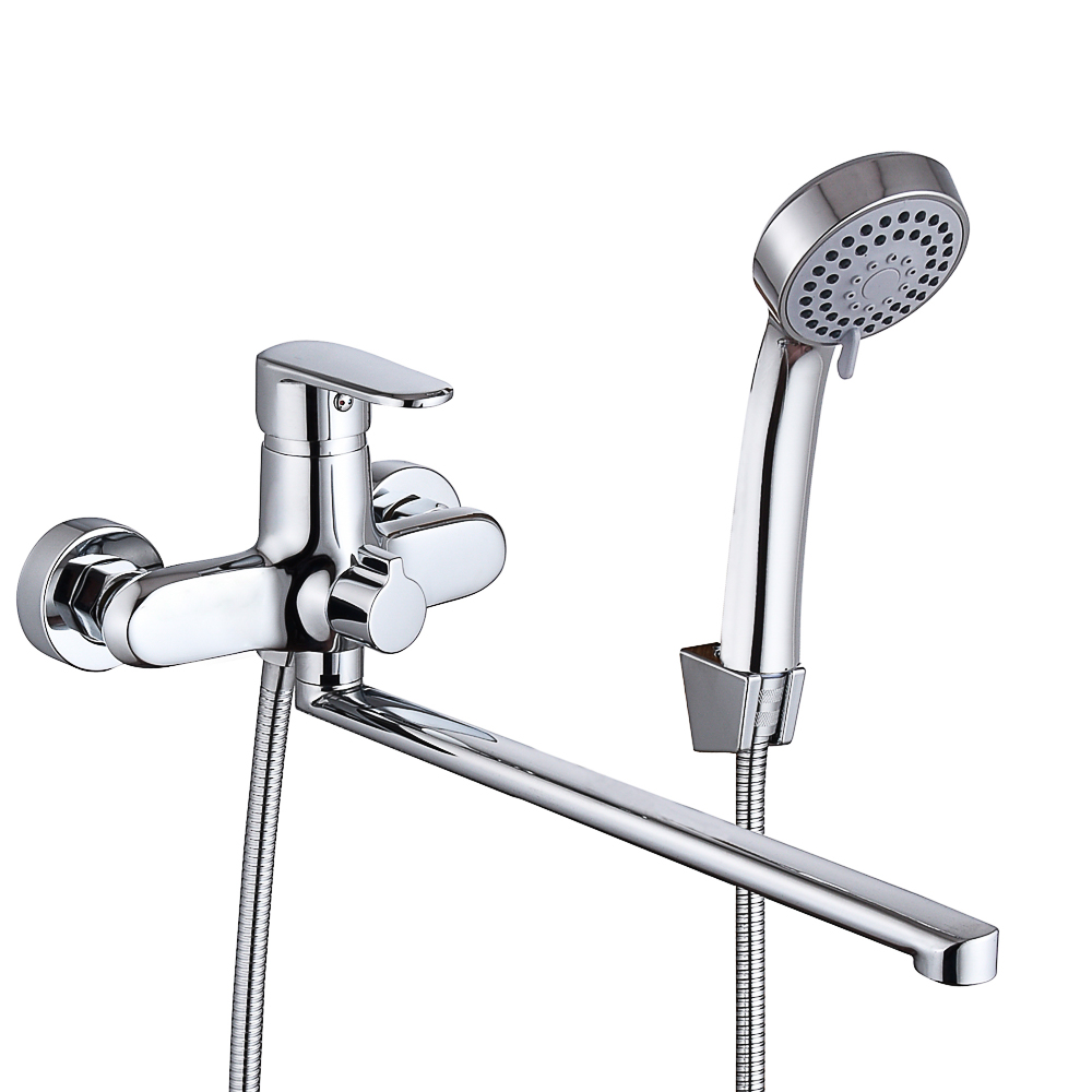 RAIN Смеситель для ванны Гранат, прямой излив 35см, душ. набор, картридж 35мм, латунь, хром, арт.№ 561-331