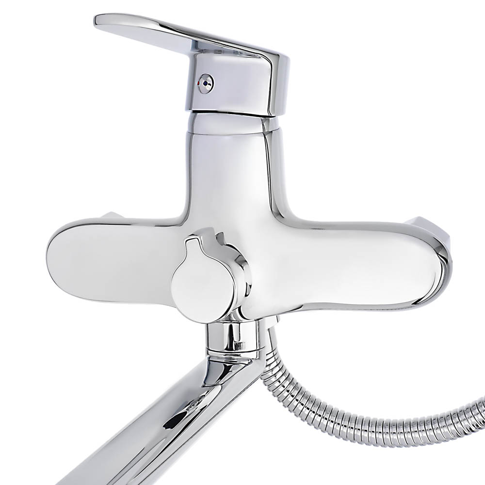 RAIN Смеситель для ванны Гранат, прямой излив 35см, душ. набор, картридж 35мм, латунь, хром, арт.№ 561-331