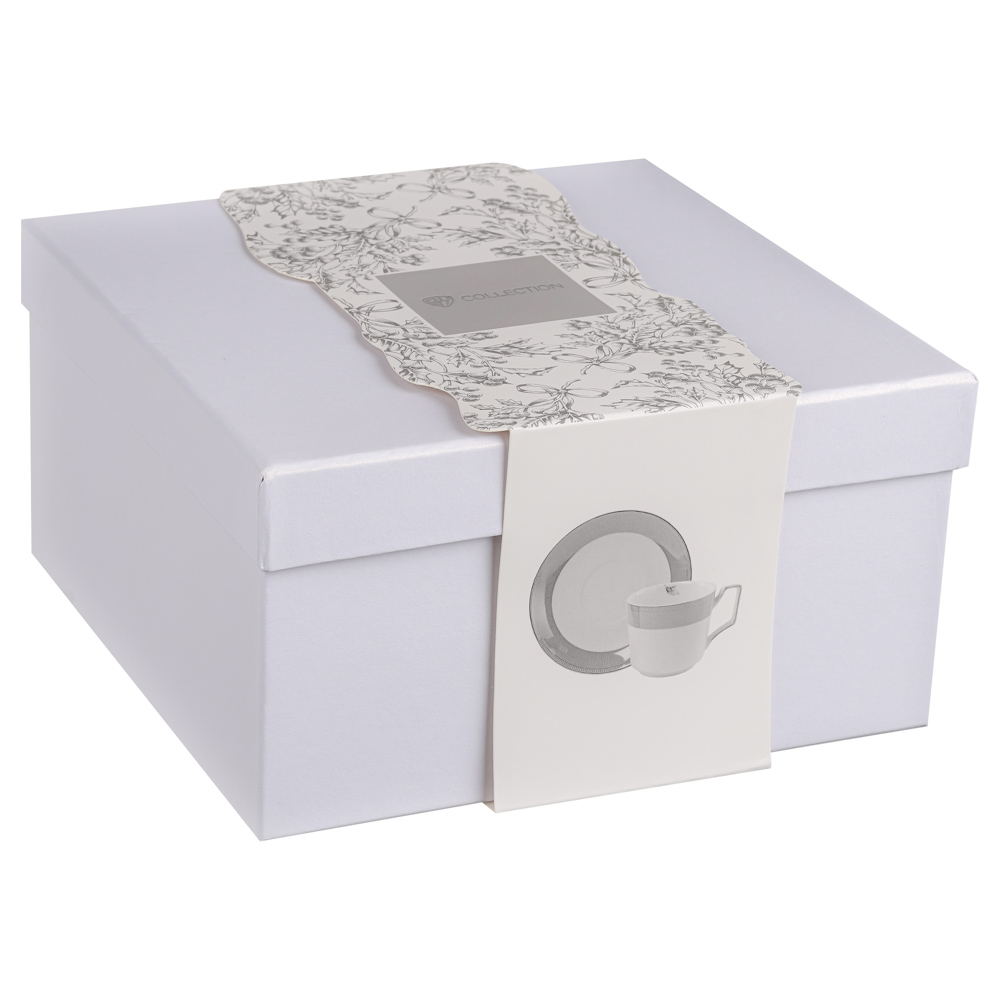 BY COLLECTION Сильвер Набор чайный 2 пр., 260мл, 15см, костяной фарфор, подарочная упаковка, арт.2, арт.№ 820-776