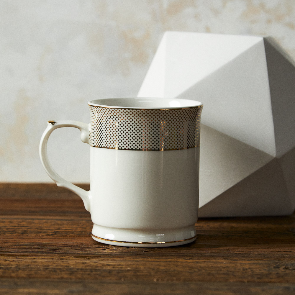 MILLIMI Голд Кружка 400мл, костяной фарфор, арт.№ 802-124
