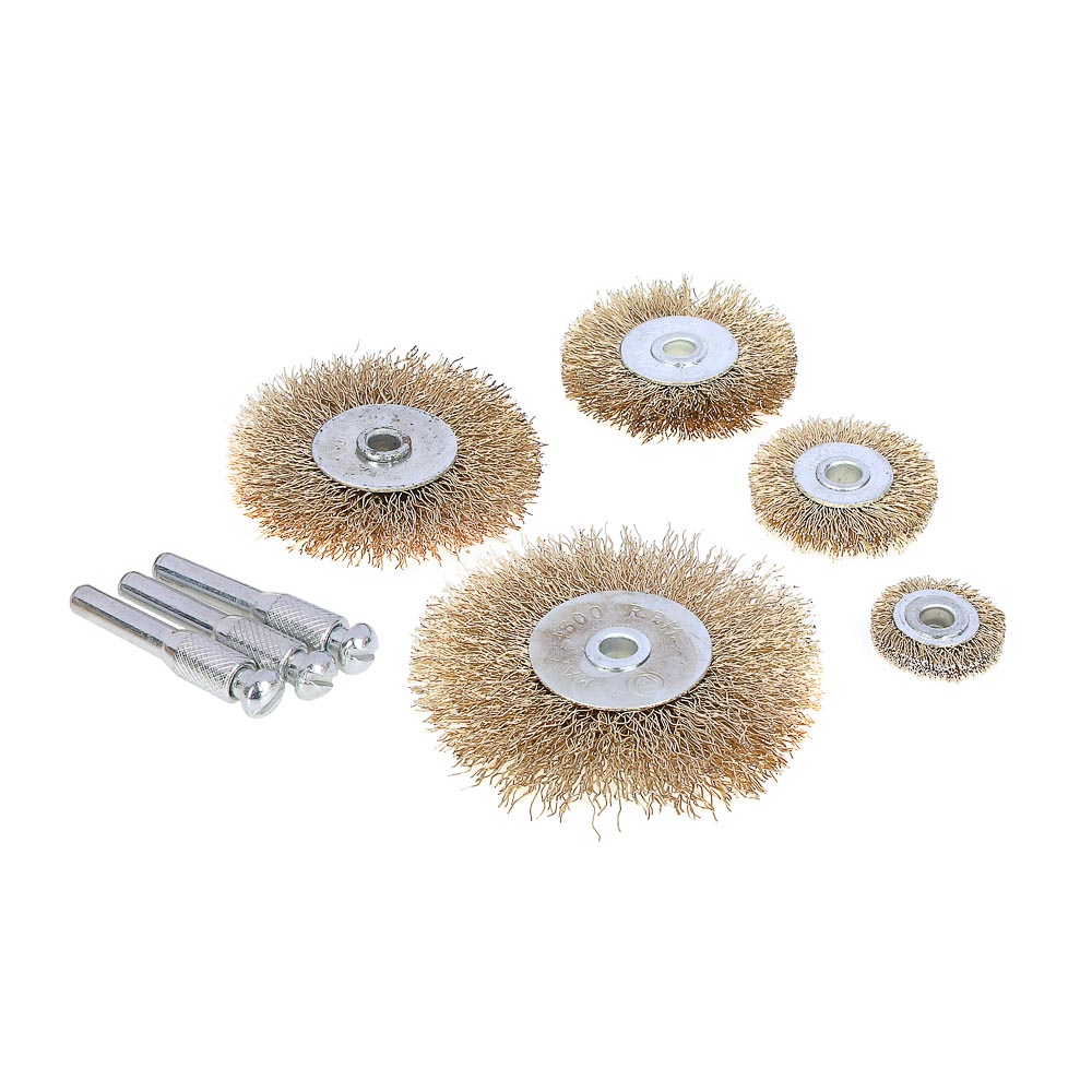 ЕРМАК Набор щеток металл со шпильками 5 пр (25,38,50,63,75мм -плоские), арт.№ 656-034