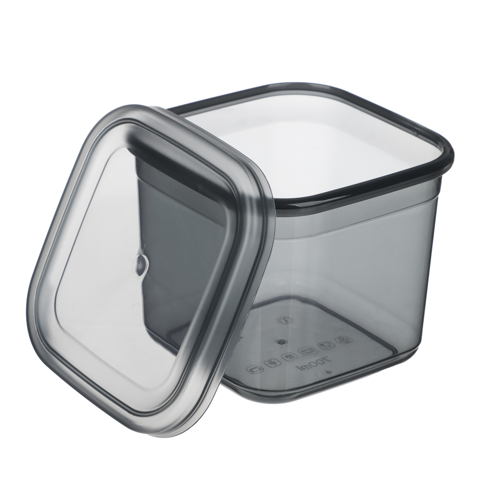 Ёмкость для сыпучих продуктов 0,7л 110х105х95мм, пластик, графит, арт.№ 861-583