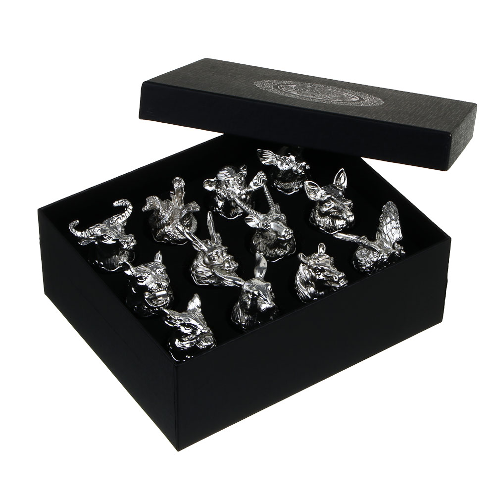 Набор стопок перевертышей тм MILLIMI Знаки зодиака, 30мл, серебро, стекло, 12шт, арт.№ 878-604