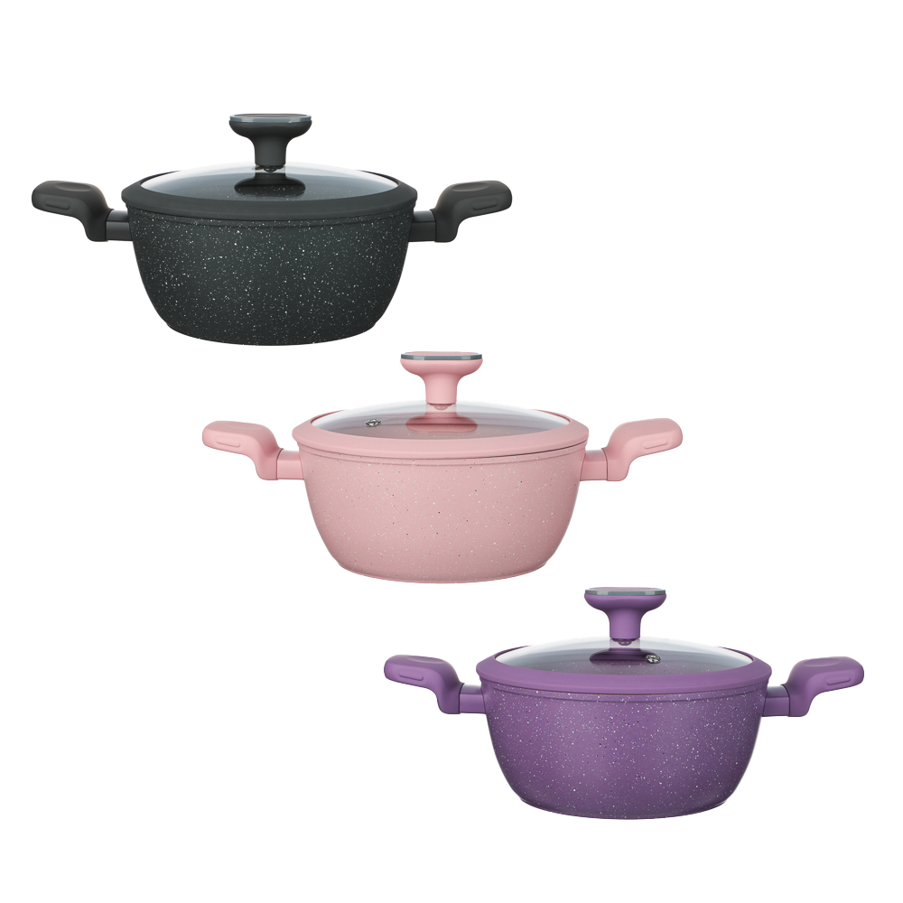 Кастрюля тм SATOSHI Ботаника 2,3л, d20х9см, антипригарное покрытие мрамор, индукция, 3 цвета, арт.№ 846-772