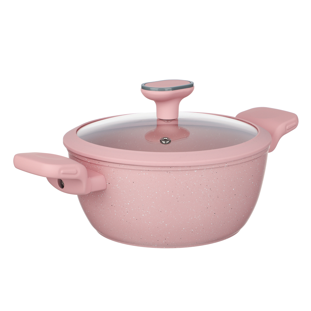 Кастрюля тм SATOSHI Ботаника 2,3л, d20х9см, антипригарное покрытие мрамор, индукция, 3 цвета, арт.№ 846-772