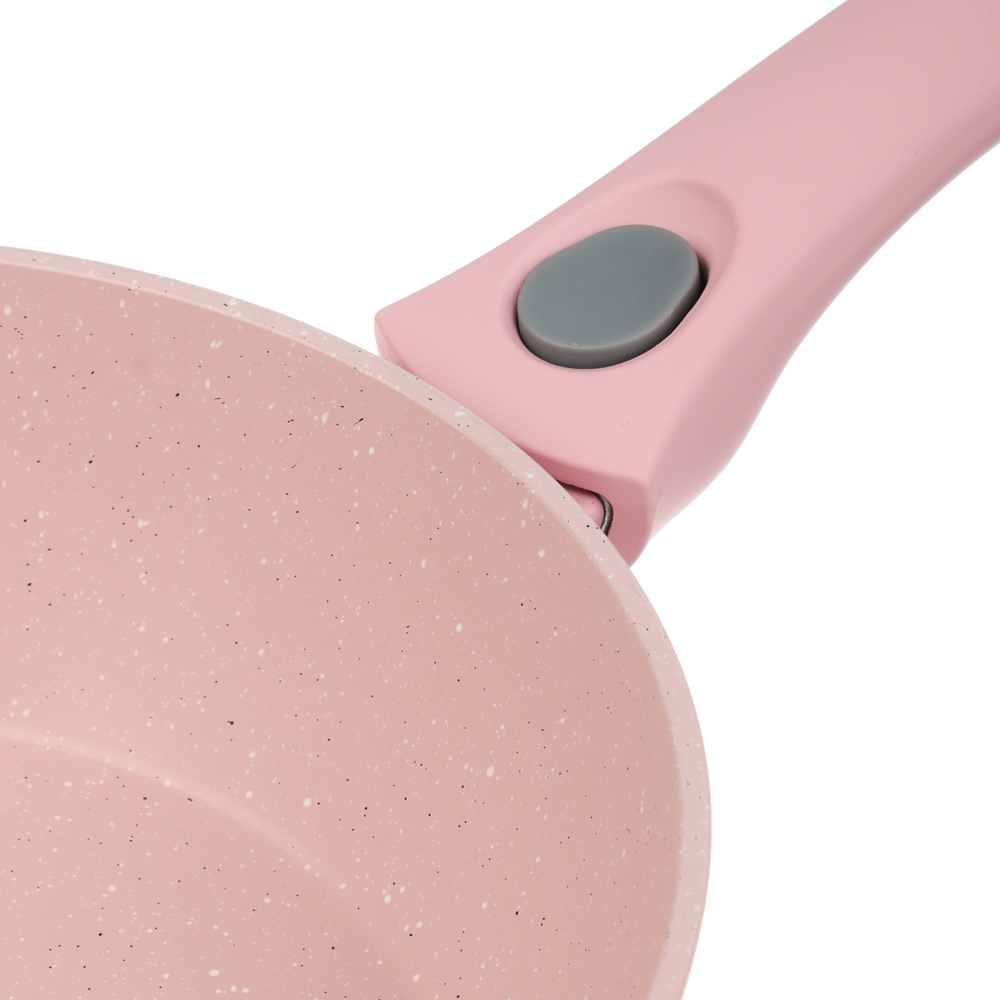 Сковорода глубокая литая тм SATOSHI Ботаника d28см, антиприг.покр. мрамор, съем. ручка, инд, 3 цвета, арт.№ 846-775