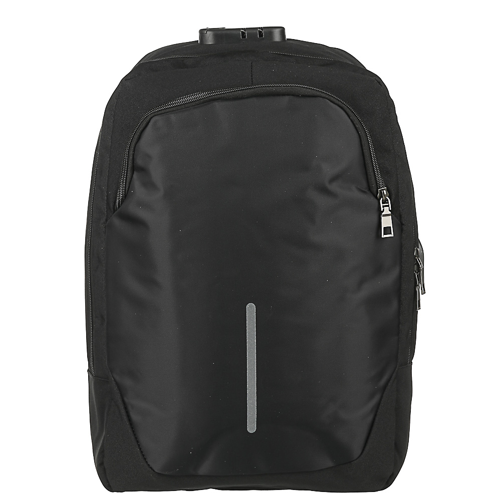 Рюкзак подростковый, 42x29x11см, ПЭ, 2отд,1карм, спинка с эргон.элем,мет.ручка,код.замок,USB,черный, арт.№ 254-348