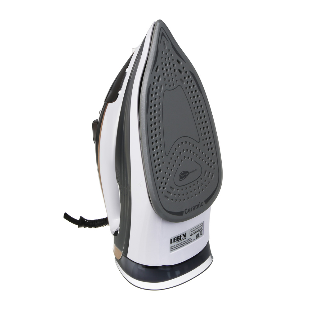 LEBEN Утюг с отпаривателем 3000 Вт, керамика, цифр. дисплей (антинакипь, антикапля, автоотключение), арт.№ 249-065