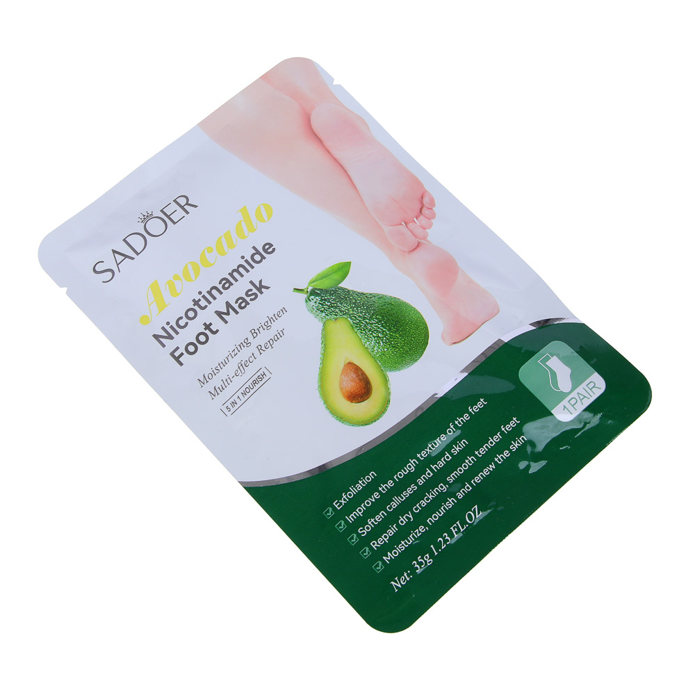 SADOER Маска-носочки для ног отшелушивающая, 35 гр, ниацинамид и авокадо, арт.№ 022-305