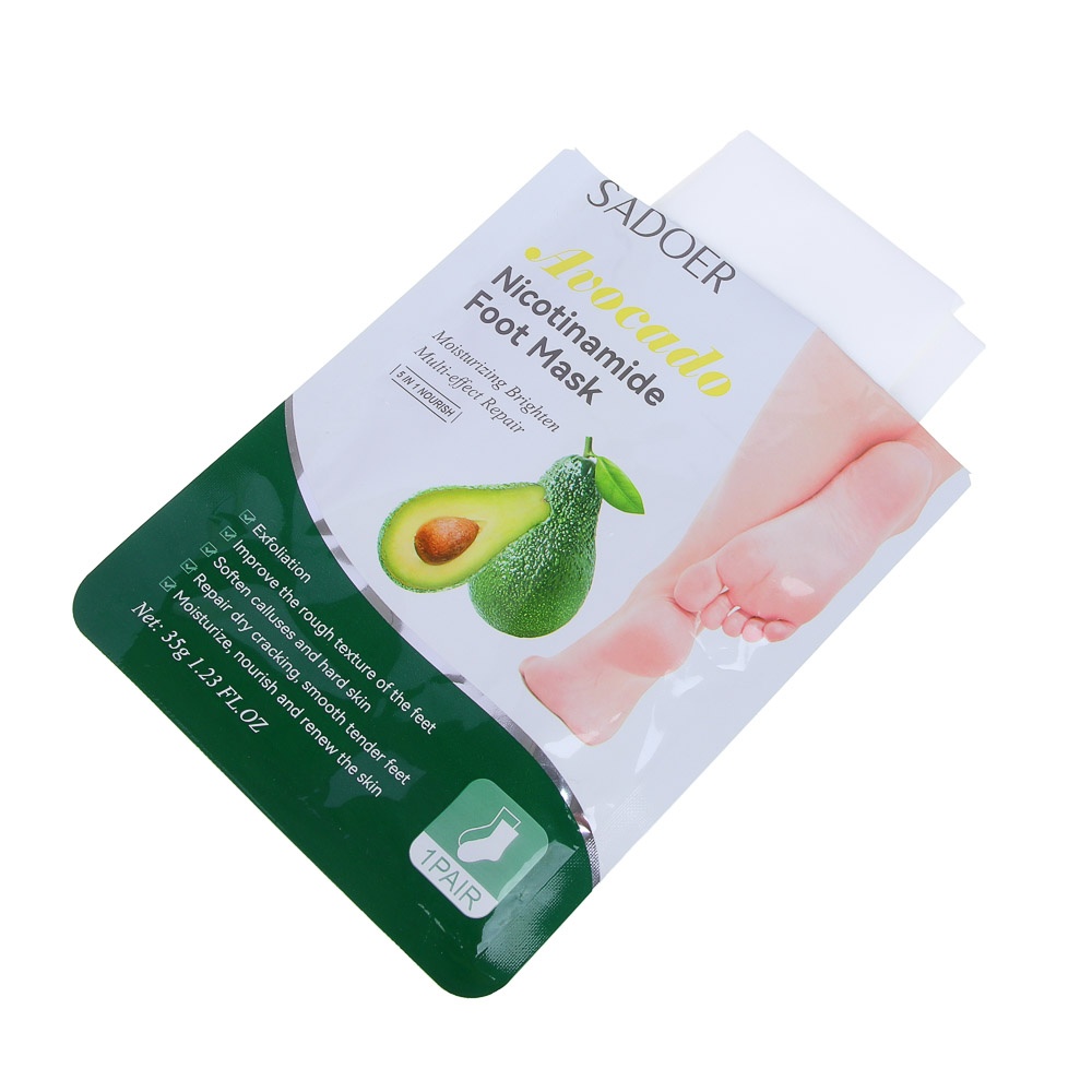 SADOER Маска-носочки для ног отшелушивающая, 35 гр, ниацинамид и авокадо, арт.№ 022-305