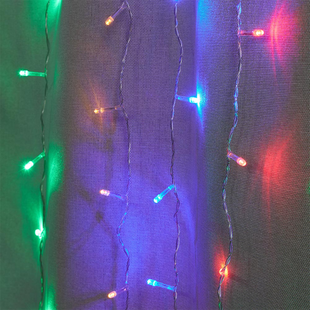 Гирлянда занавес 2x1,5 м СНОУ БУМ, 272 LED ламп, свечение мультицвет, ПВХ прозрачный, 8 режимов, коннектор, 220В, арт.№ 382-011