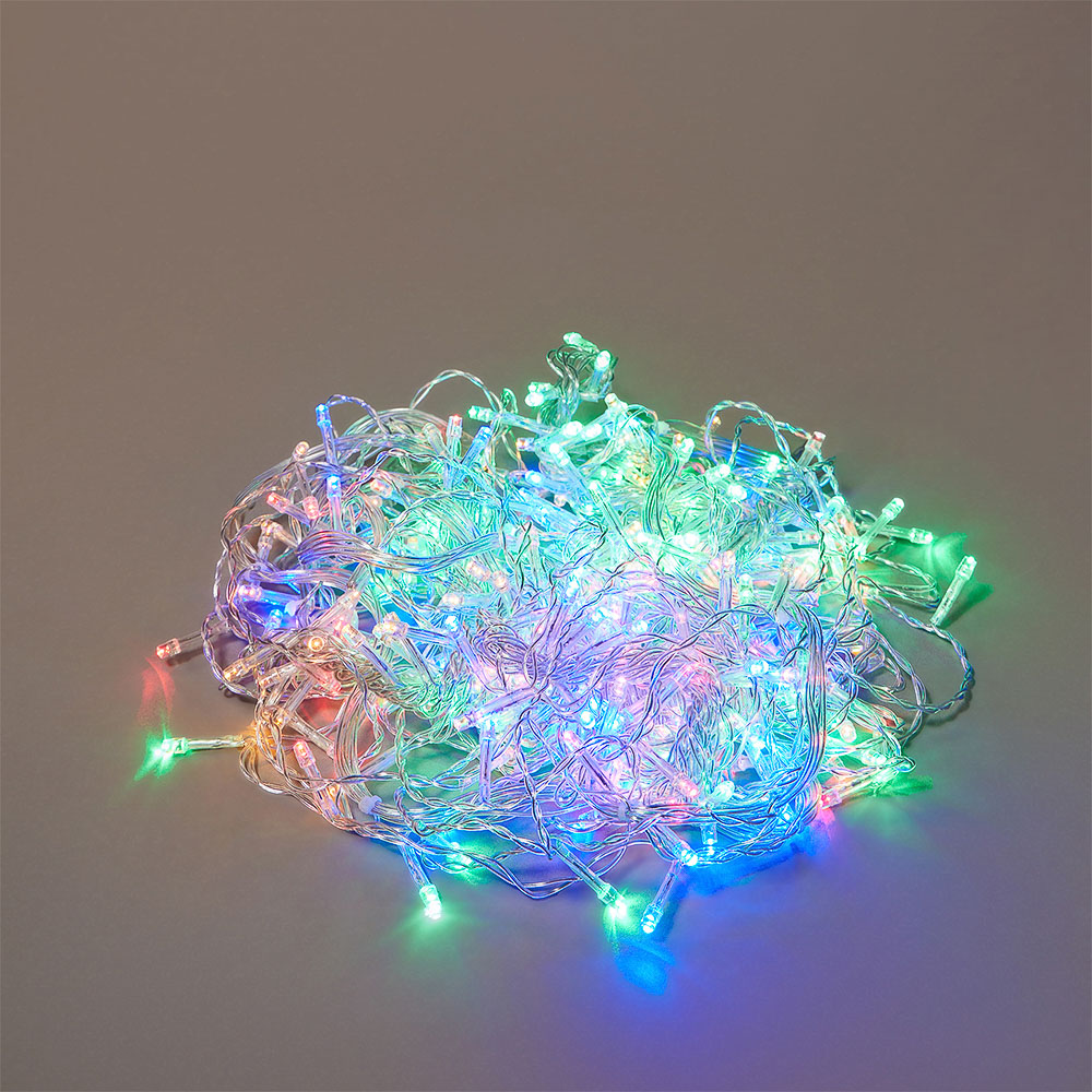 Гирлянда занавес 2x1,5 м СНОУ БУМ, 272 LED ламп, свечение мультицвет, ПВХ прозрачный, 8 режимов, коннектор, 220В, арт.№ 382-011