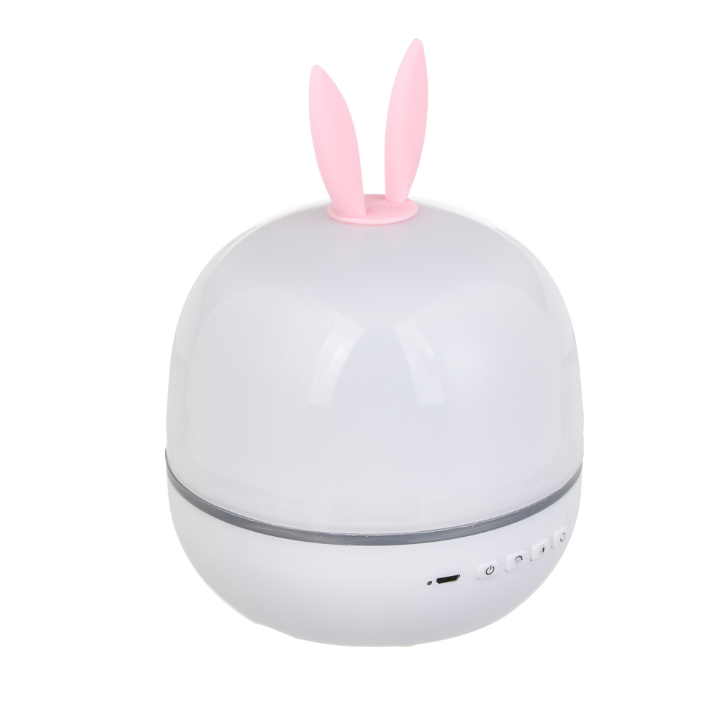 Светильник-ночник проектор BY Зайка, колонка Bt 3Вт, 6 проекций, акб. 1200mAh, USB 5В, пульт, белый, арт.№ 476-460