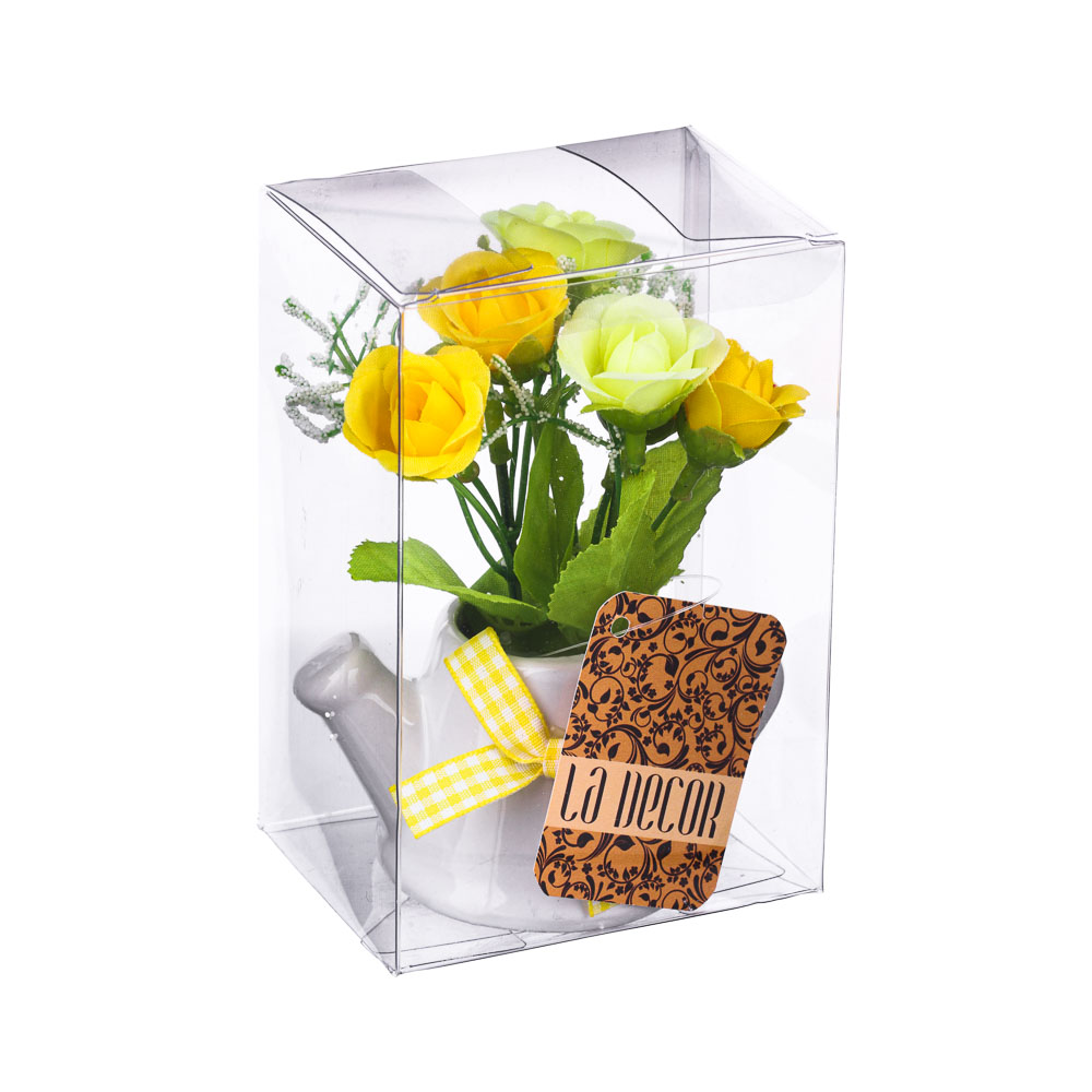 LADECOR Цветок в горшке Цветочная коллекция, пластик, полиэстер, 12х8х6 см, 2вида, 6 цветов, 1507-16, арт.№ 501-440