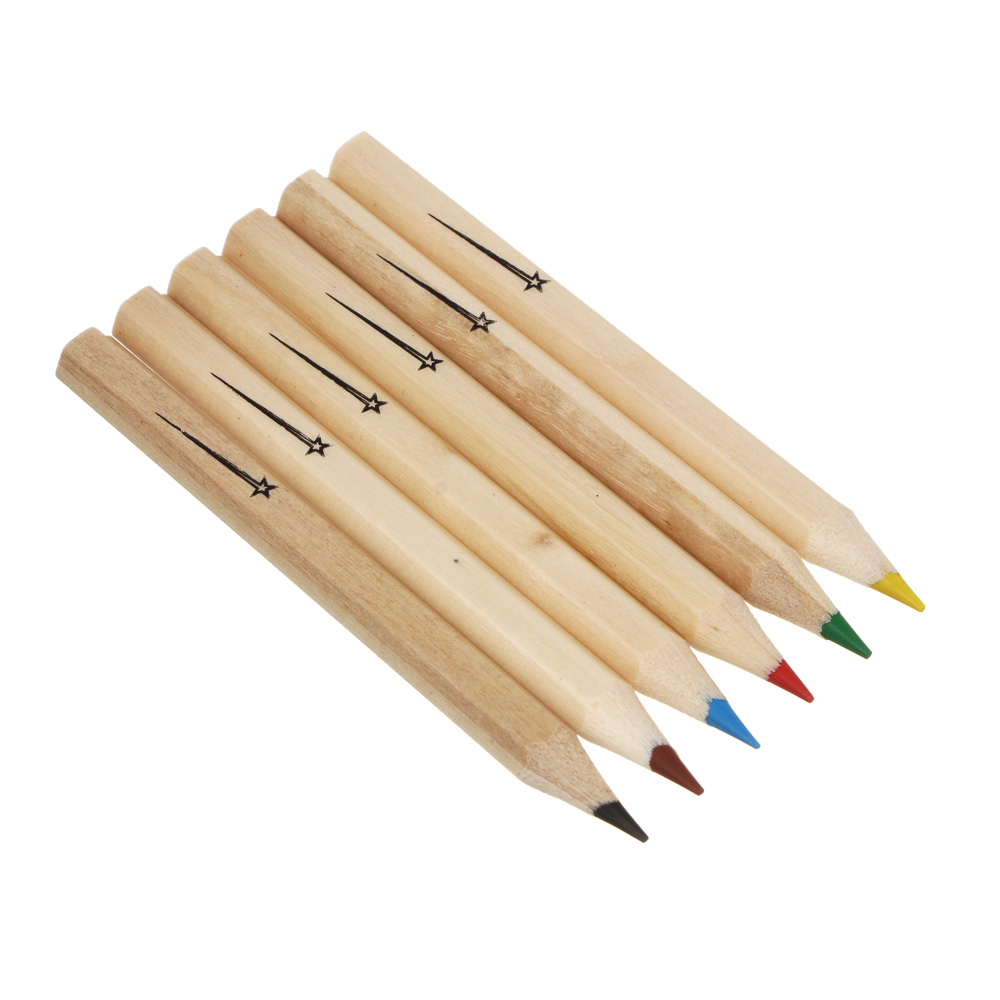 Карандаши 6 цв., мини 9см. BY Русские Супергерои "Свет" натурал. дерево, шестигранные, крафт, арт.№ 801-096
