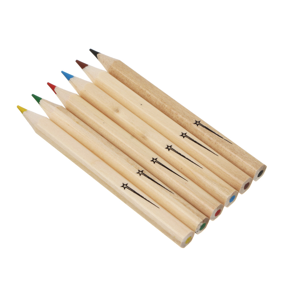 Карандаши 6 цв., мини 9см. BY Русские Супергерои "Свет" натурал. дерево, шестигранные, крафт, арт.№ 801-096