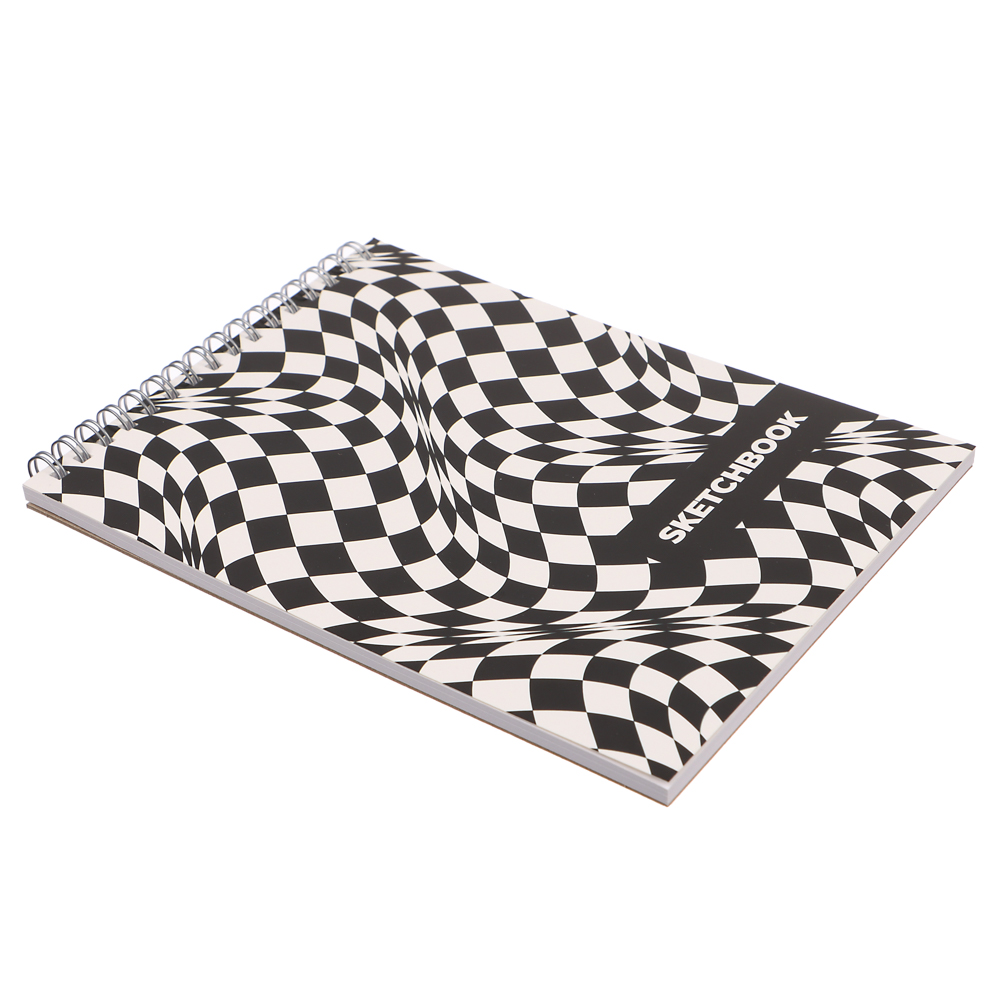 Скетчбук А5 (альбом), 14,5х20см, 30л. обл. картон, спираль, тв. подложка, "Оптик/Статусы" 4 диз, арт.№ 515-074